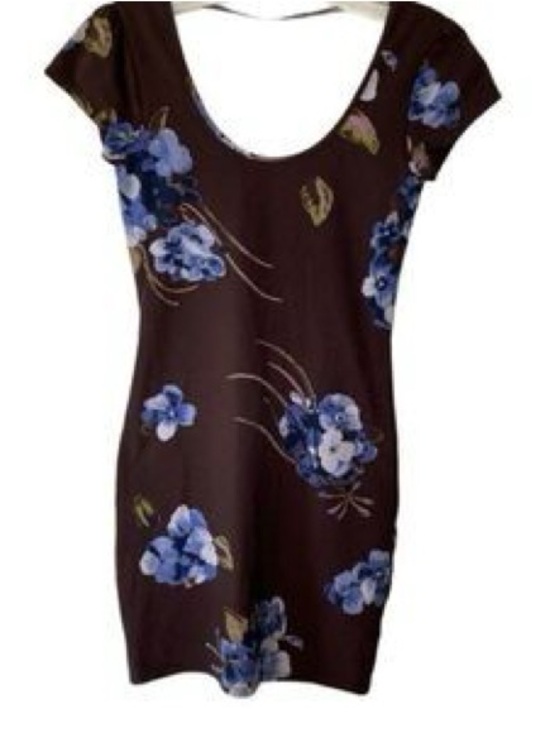 Kimchi Blue Dresses & Skirts - Kimchi Blue Brown Scoop-Neck Dress with Blue Floral Print